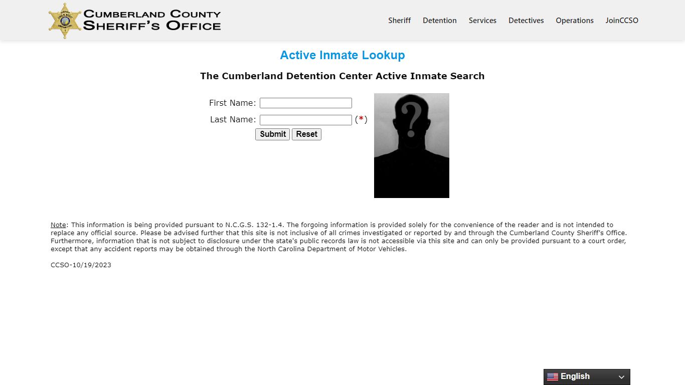 Active Inmate Lookup – Cumberland County Sheriff's Office - ccsonc.org