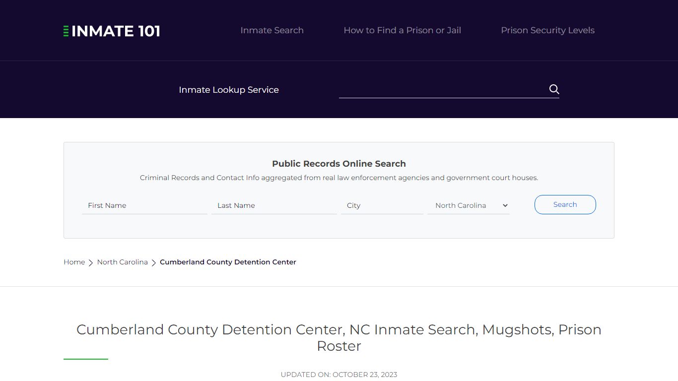 Cumberland County Detention Center, NC Inmate Search, Mugshots, Prison ...